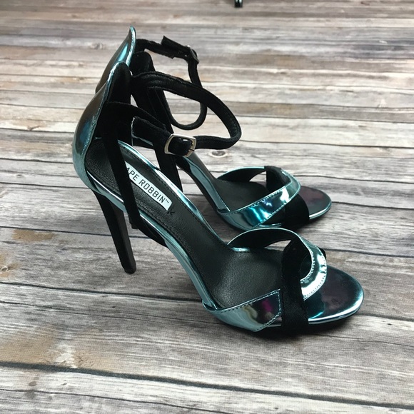 Cape Robbin Blue Black Metallic Strap High Heels - Picture 2 of 7